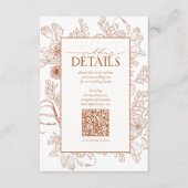 QRコード燃えたオレンジ色のフローラ結婚の詳細 エンクロージャーカード (正面)