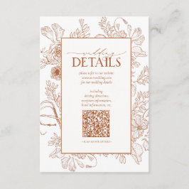 QRコード燃えたオレンジ色のフローラ結婚の詳細 エンクロージャーカード