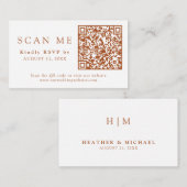 QRコード燃えたオレンジ色の結婚式RSVP エンクロージャーカード (正面/裏面)