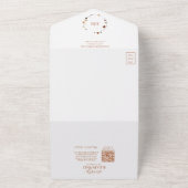 QRコード燃エレガント焼オレンジフローラクレストモノグラム オールインワン招待状 (外側)