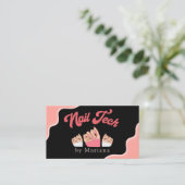 qrコード爪、 ネイルアーティストテクブラックピンクスタイリッシュ 名刺 (スタンド正面)