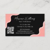 qrコード爪、 ネイルアーティストテクブラックピンクスタイリッシュ 名刺 (裏面)
