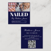 QRコード爪、 ネイルスペシャリストのアーティストモダンタイポグラフィ スクエア名刺 (正面/裏面)