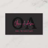 QRコード爪、 ネイルスペシャリストのアーティストモダンタイポグラフィ 名刺 (正面)