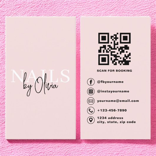 QRコード爪、 ネイルスペシャリストのアーティストモダンタイポグラフィ 名刺