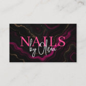 QRコード爪、 ネイルスペシャリストBlack Hot Pink 名刺 (正面)