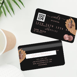 QRコード爪、 ネイル技術者クレジットカードバラ金ゴールド 名刺