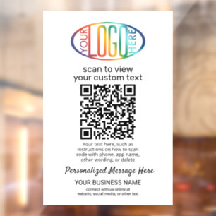 QRコード生成ツール & ビジネス ロゴ モダン ホワイト ウィンドウサイン