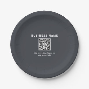 QRコード用のシンプルなテンプレート   ダークグレー ペーパープレート