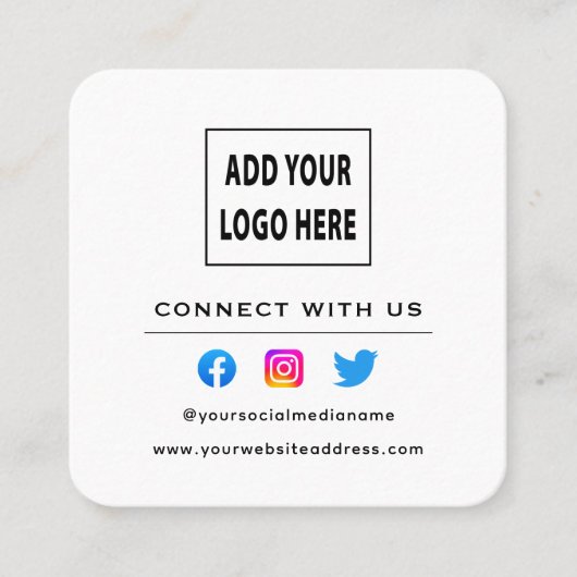 Qrコード白い黒のスキャンでWebサイトに接続 スクエア名刺 (正面)