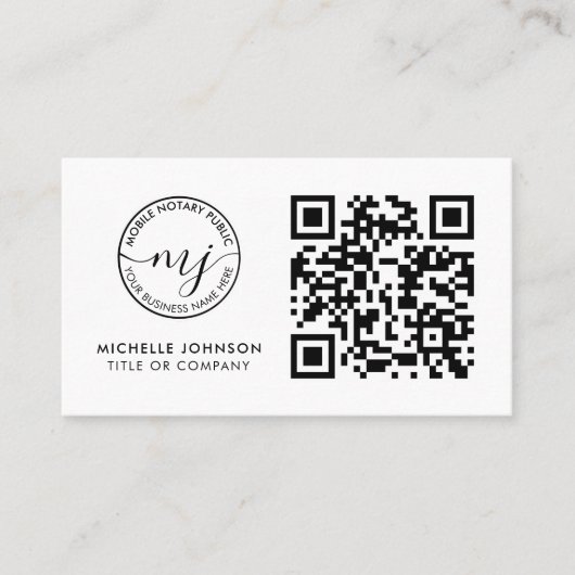 QRコード白モダン公証人名刺 名刺 (正面)