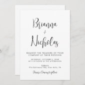 QRコード白黒の書道結婚の 招待状 (正面/裏面)