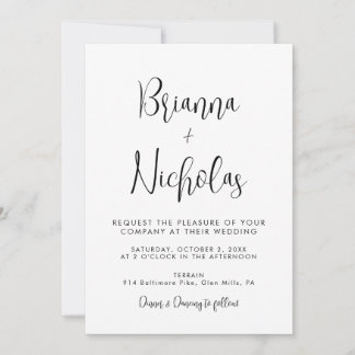 QRコード白黒の書道結婚の 招待状