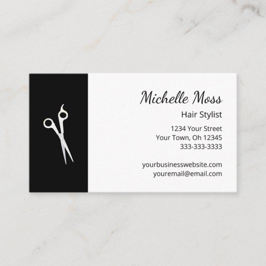 QRコード白黒はさみ美容師 名刺 (正面)