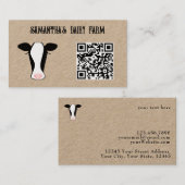 QRコード白黒カウファームグリーンクラフト 名刺 (正面/裏面)