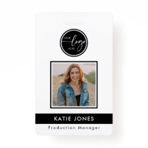 QRコード白黒カスタムロゴ従業員の写真ID