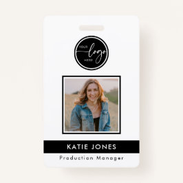 QRコード白黒カスタムロゴ従業員の写真ID バッジ