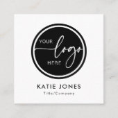 QRコード白黒カスタムロゴConnect with Us スクエア名刺 (正面)