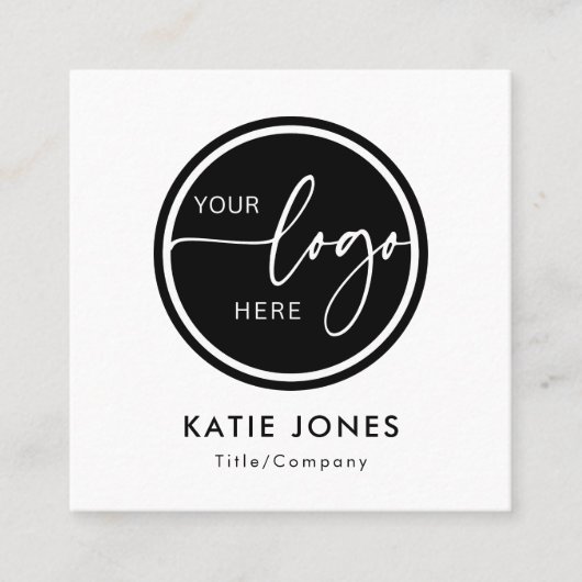 QRコード白黒カスタムロゴConnect with Us スクエア名刺 (正面)