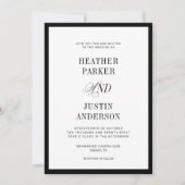 QRコード白黒クラシックシンプル結婚 招待状 (正面)