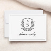 QRコード白黒クレストモノグラム結婚ズ 出欠カード