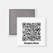 QRコード白黒ビジネス文字テンプレート マグネット (正面/裏面)