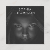 QRコード白黒フォトソーシャルメディアのアイコン スクエア名刺 (正面)