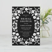 QRコード白黒フォークフローラブライダルシャワー 招待状 (スタンド正面)