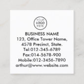 QRコード白黒メニューロゴ非接触型モダン スクエア名刺 (正面)