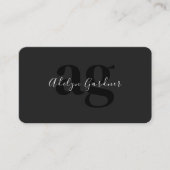 QRコード白黒モノグラムスクリプトソーシャルメディア 名刺 (正面)