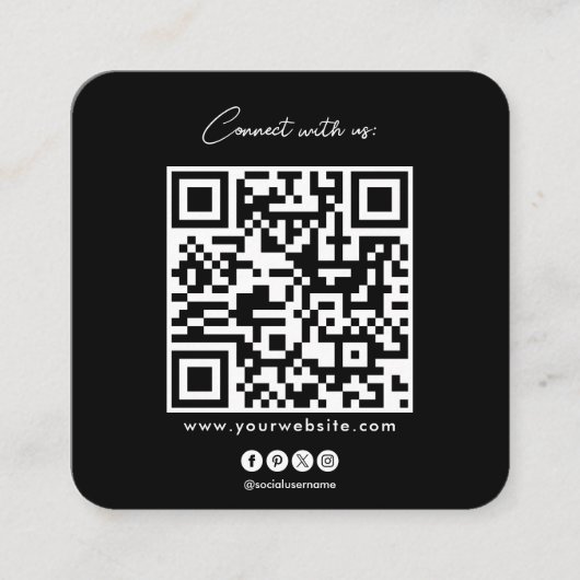 Qrコード白黒後を追スキャンによる当社との接続 スクエア名刺 (正面)