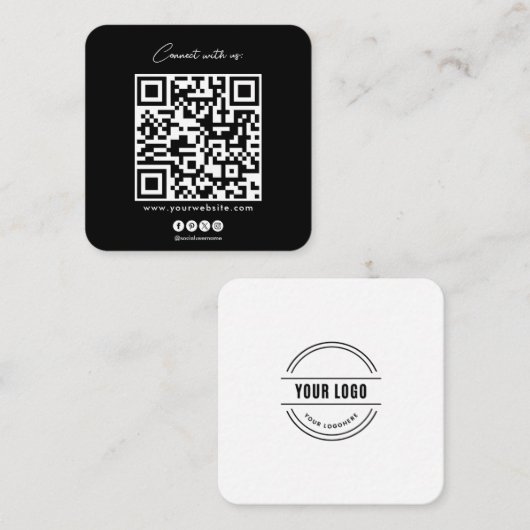 Qrコード白黒後を追スキャンによる当社との接続 スクエア名刺 (正面/裏面)