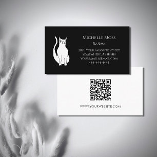 QRコード白黒猫ペットシッターScannable 名刺