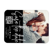 qrコード白黒結婚の写真の保存日付 マグネット (横)