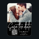 qrコード白黒結婚の写真の保存日付 マグネット<br><div class="desc">qrコーモダンド白い手書き黒い背景の写真結婚日付のマグネットを保存，カスタムスタイル.あなたは背景色とフォントの色と変更することができます。</div>