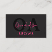 QRコード眉毛アーティストホットピンクブラック 名刺 (正面)