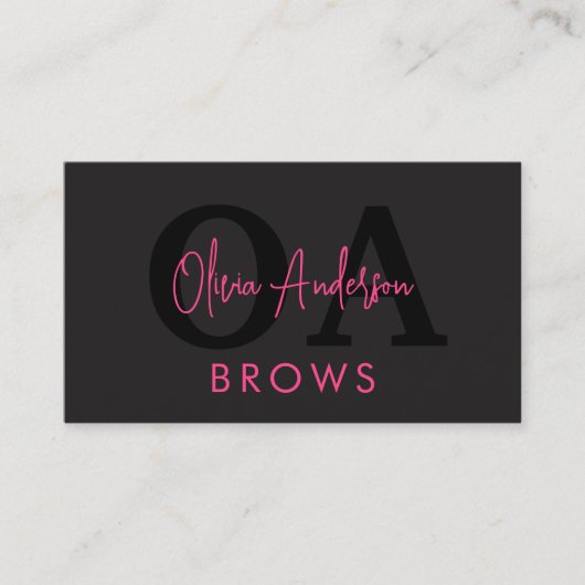 QRコード眉毛アーティストホットピンクブラック 名刺 (正面)