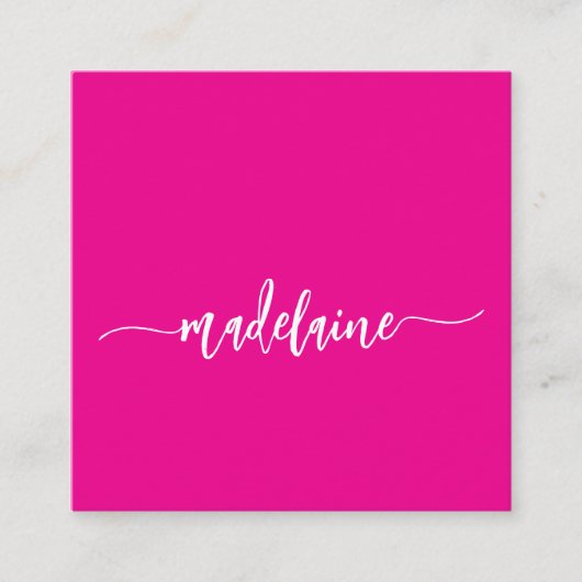 QRコード社交パーソナルピンクエレガント スクエア名刺 (正面)