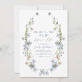 QRコード私がブライダルシャワーする前に何か青 招待状 (正面)