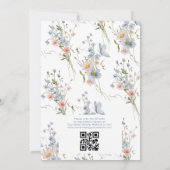 QRコード私がブライダルシャワーする前に何か青 招待状 (裏面)