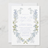 QRコード私がブライダルシャワーする前に何か青 招待状 (正面)