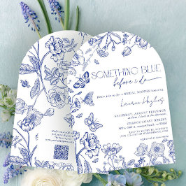 QRコード私がブライダルシャワーする前に何か青 招待状