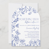 QRコード私がブライダルシャワーする前に何か青 招待状 (正面)