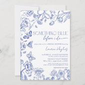 QRコード私がブライダルシャワーする前に何か青 招待状 (正面)