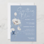 QRコード私がブライダルシャワーする前に何か青 招待状 (正面)