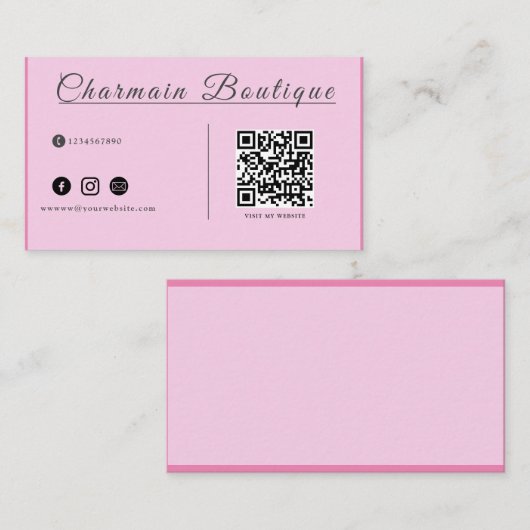 QRコード私たちと接続,赤面ピンクの名刺 名刺 (正面/裏面)