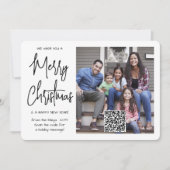 QRコード私たちはあなたに陽気なクリスマスの写真を望モダンむ シーズンカード (正面)