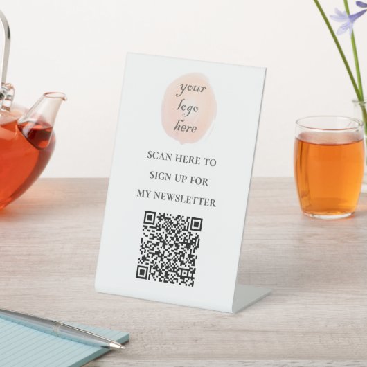 QRコード私のニュースレターに参加あなたのロゴを追加ペデスタル 台座サイン (インサイチュ)