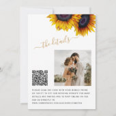 QRコード秋のラブヒマワリ結婚の詳細 招待状 (裏面)