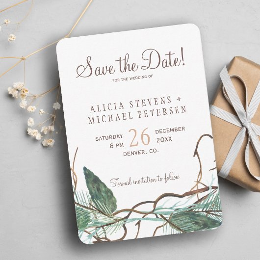 QRコード素朴な冬の森結婚の セーブザデート